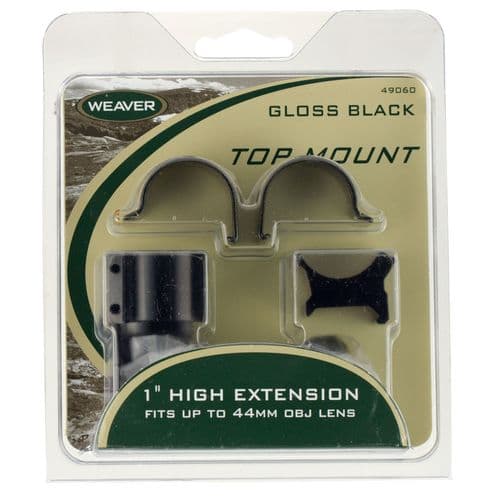Weaver Mounts 48448 Scope Ring Set Top Mount Extra High Extended 1" Black Aluminum Weaver Mounts 48448 Scope Ring Set Top Mount Extra High Extended 1" Black Aluminum