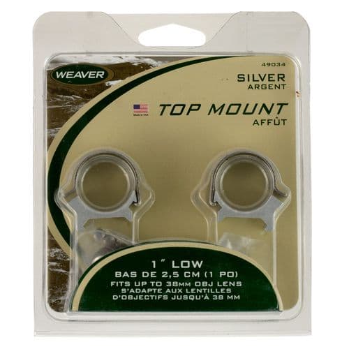 Weaver Mounts 49036 Scope Ring Set Top Mount Extra High Quick Detach 1" Silver Aluminum Weaver Mounts 49036 Scope Ring Set Top Mount Extra High Quick Detach 1" Silver Aluminum