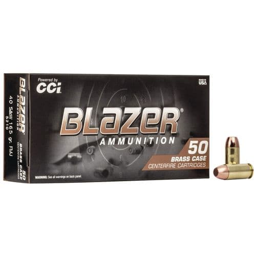 CCI 5210 Blazer Brass 40 S&W 165 gr Full Metal Jacket (FMJ) 50 Bx/ 20 Cs CCI 5210 Blazer Brass 40 S&W 165 gr Full Metal Jacket (FMJ) 50 Bx/ 20 Cs