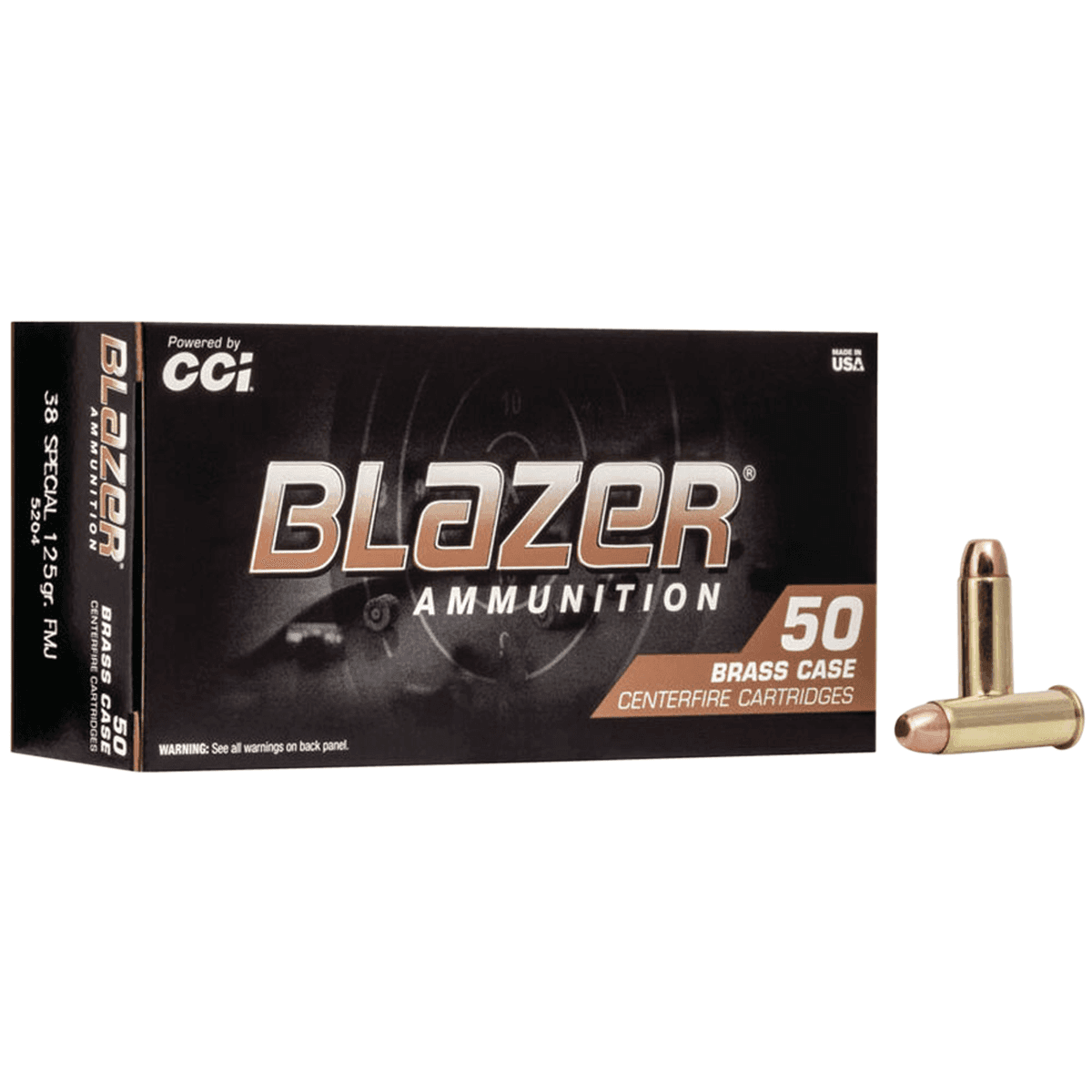 CCI 5204 Blazer Brass Handgun 38 Special 125 gr Full Metal Jacket 50 Per Box CCI 5204 Blazer Brass Handgun 38 Special 125 gr Full Metal Jacket 50 Per Box
