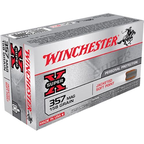 Winchester Ammo X3575P Super-X 357 Mag 158 gr Jacketed Soft Point (JSP) 50 Bx/10 Cs Winchester Ammo X3575P Super-X 357 Mag 158 gr Jacketed Soft Point (JSP) 50 Bx/10 Cs