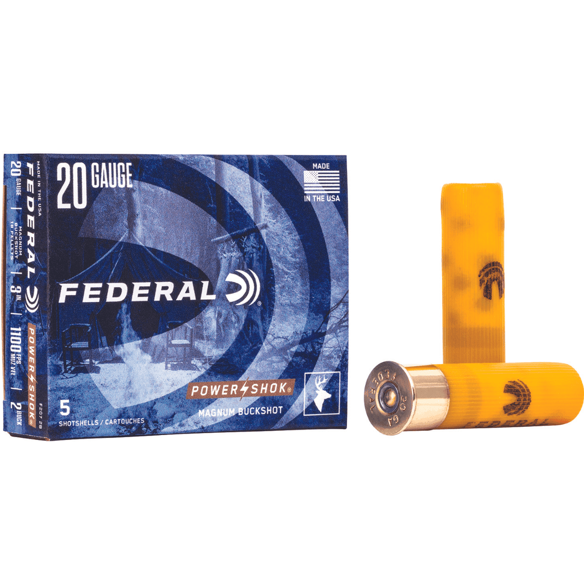 Federal Power-Shok Magnum 20 Gauge 18 Pellets 1 1/4 oz, 5 Per Box - F2072B Federal Power-Shok Magnum 20 Gauge 18 Pellets 1 1/4 oz, 5 Per Box - F2072B