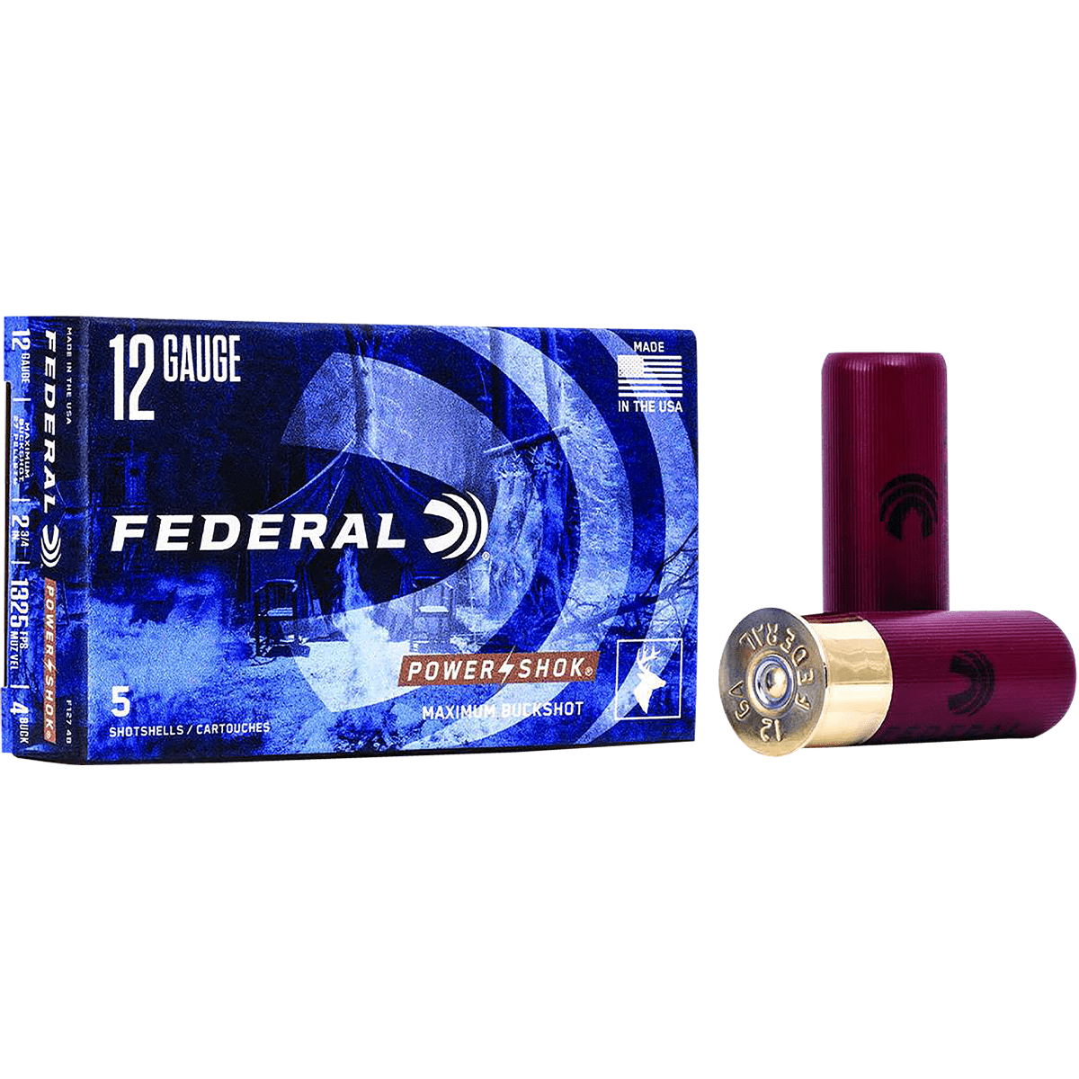 Federal F1274B Power-Shok 12 Gauge 2.75" 27 Pellets 4 Buck Shot 5 Bx/ 50 Cs Federal F1274B Power-Shok 12 Gauge 2.75" 27 Pellets 4 Buck Shot 5 Bx/ 50 Cs