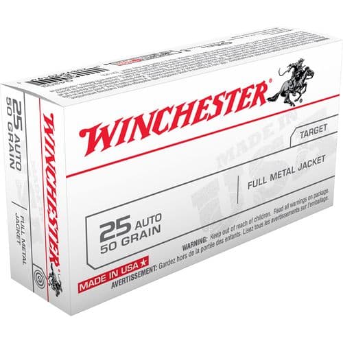 Winchester Ammo Q4203 USA  25 ACP 50 gr Full Metal Jacket (FMJ) 50 Bx/10 Cs Winchester Ammo Q4203 USA  25 ACP 50 gr Full Metal Jacket (FMJ) 50 Bx/10 Cs