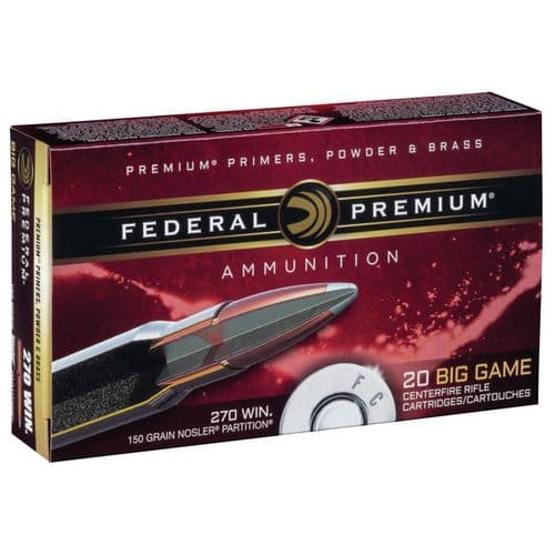 Federal P270E Premium 270 Win 150 gr Nosler Partition (NP) 20 Bx/ 10 Cs Federal P270E Premium 270 Win 150 gr Nosler Partition (NP) 20 Bx/ 10 Cs