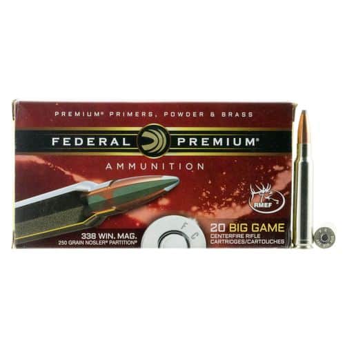 Federal P338B2 Premium 338 Win Mag 250 gr Nosler Partition (NP) 20 Bx/ 10 Cs Federal P338B2 Premium 338 Win Mag 250 gr Nosler Partition (NP) 20 Bx/ 10 Cs