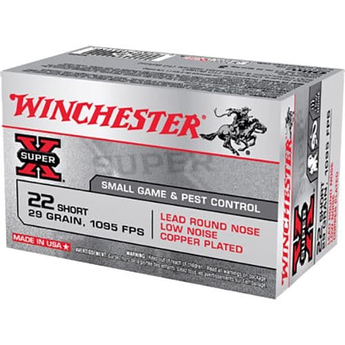 Winchester Ammo Super X 22 Short 29 gr Lead Round Nose Low Noise Copper Plated - X22S Winchester Ammo Super X 22 Short 29 gr Lead Round Nose Low Noise Copper Plated - X22S