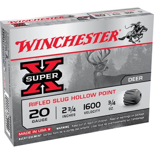 Winchester Ammo X20RSM5 Super X 20 Gauge 2.75" 3/4 oz Rifled Slug Shot 5 Bx Winchester Ammo X20RSM5 Super X 20 Gauge 2.75" 3/4 oz Rifled Slug Shot 5 Bx