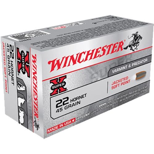 Winchester Ammo Super X 22 Hornet 45 gr Jacketed Soft Point - X22H1 Winchester Ammo Super X 22 Hornet 45 gr Jacketed Soft Point - X22H1