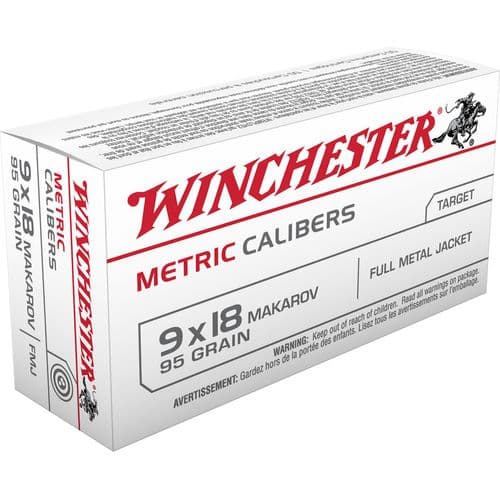 Winchester Ammo MC918M USA Metric 9mm Makarov 95 gr Full Metal Jacket (FMJ) 50 Bx/20 Cs Winchester Ammo MC918M USA Metric 9mm Makarov 95 gr Full Metal Jacket (FMJ) 50 Bx/20 Cs