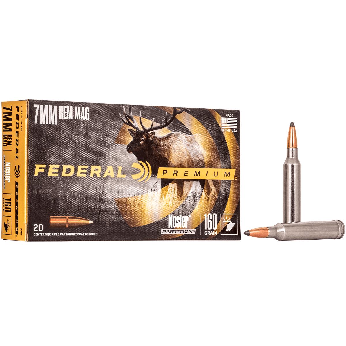 Federal P7RF Premium 7mm Rem Mag 160 gr Nosler Partition 20 Per Box Federal P7RF Premium 7mm Rem Mag 160 gr Nosler Partition 20 Per Box