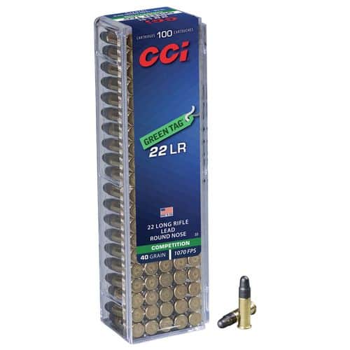 CCI 0033 Competition Green Tag 22 LR 40 gr Lead Round Nose (LRN) 100 Bx/ 50 Cs CCI 0033 Competition Green Tag 22 LR 40 gr Lead Round Nose (LRN) 100 Bx/ 50 Cs