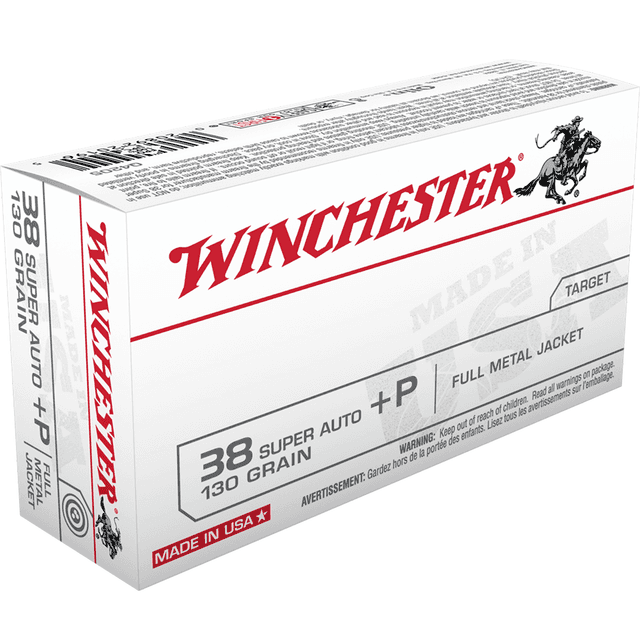 Winchester 38 Super +P 130 gr Full Metal Jacket Handgun Ammo Winchester 38 Super +P 130 gr Full Metal Jacket Handgun Ammo