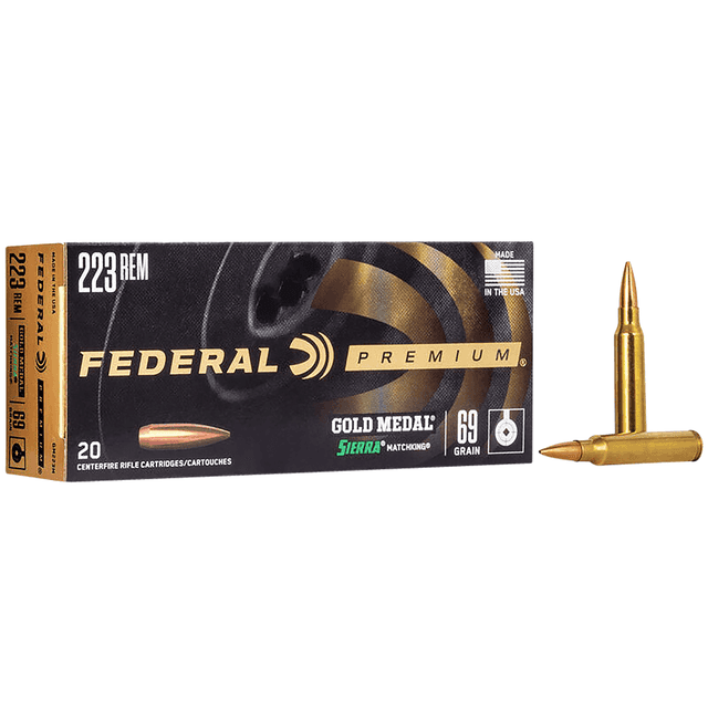 Federal Premium Gold Medal 223 Rem 69 gr Sierra MatchKing BTHP Rifle Ammo Federal Premium Gold Medal 223 Rem 69 gr Sierra MatchKing BTHP Rifle Ammo
