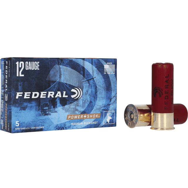 Federal F13000 Power-Shok Magnum 12 Gauge 2.75" 12 Pellets 1 7/16 oz 00 Buck Shot 5 Per Box Federal F13000 Power-Shok Magnum 12 Gauge 2.75" 12 Pellets 1 7/16 oz 00 Buck Shot 5 Per Box