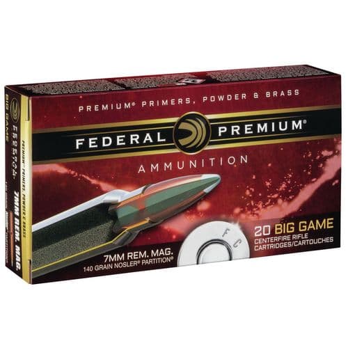 Federal P7RG Premium 7mm Rem Mag 140 gr Nosler Partition (NP) 20 Bx/ 10 Cs Federal P7RG Premium 7mm Rem Mag 140 gr Nosler Partition (NP) 20 Bx/ 10 Cs