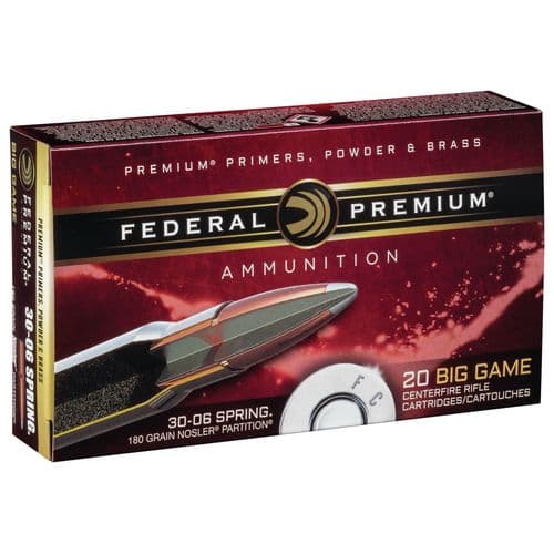 Federal P3006F Premium 30-06 Springfield 180 gr Nosler Partition (NP) 20 Bx/ 10 Cs Federal P3006F Premium 30-06 Springfield 180 gr Nosler Partition (NP) 20 Bx/ 10 Cs