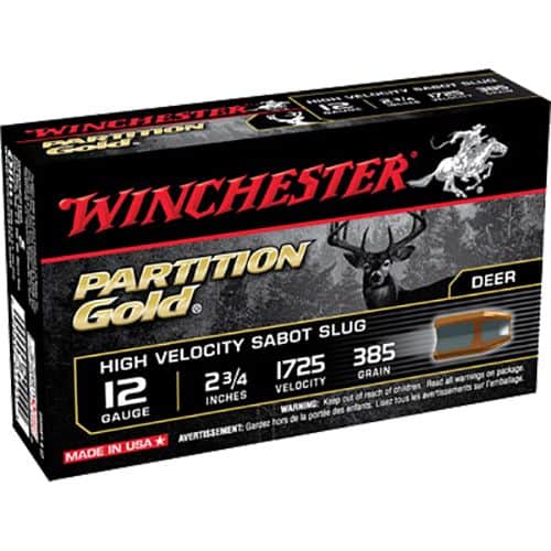 Winchester Ammo SSP12 Partition Gold 12 Gauge 2.75" 385 GR HV Sabot Slug Shot 5 Bx/ 20 Cs Winchester Ammo SSP12 Partition Gold 12 Gauge 2.75" 385 GR HV Sabot Slug Shot 5 Bx/ 20 Cs