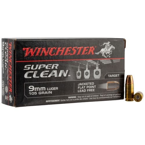 Winchester Ammo SC9NT Super Clean 9mm Luger Lead-Free 105 gr Jacketed Flat Point Super Clean (JFPSC) 50 Bx/ 10 Cs Winchester Ammo SC9NT Super Clean 9mm Luger Lead-Free 105 gr Jacketed Flat Point Super Clean (JFPSC) 50 Bx/ 10 Cs