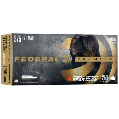 Federal P375T4 Premium 375 H&H Mag 250 gr Trophy Bonded Bear Claw (TBBC) 20 Bx/ 10 Cs Federal P375T4 Premium 375 H&H Mag 250 gr Trophy Bonded Bear Claw (TBBC) 20 Bx/ 10 Cs