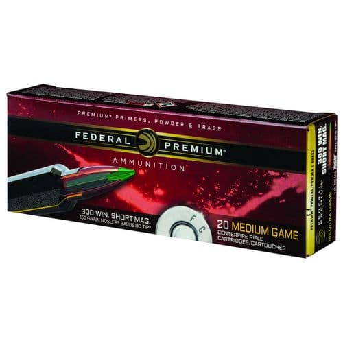Federal P300WSMD Premium 300 WSM 150 gr Nosler Ballistic Tip (NBT) 20 Bx/ 10 Cs Federal P300WSMD Premium 300 WSM 150 gr Nosler Ballistic Tip (NBT) 20 Bx/ 10 Cs