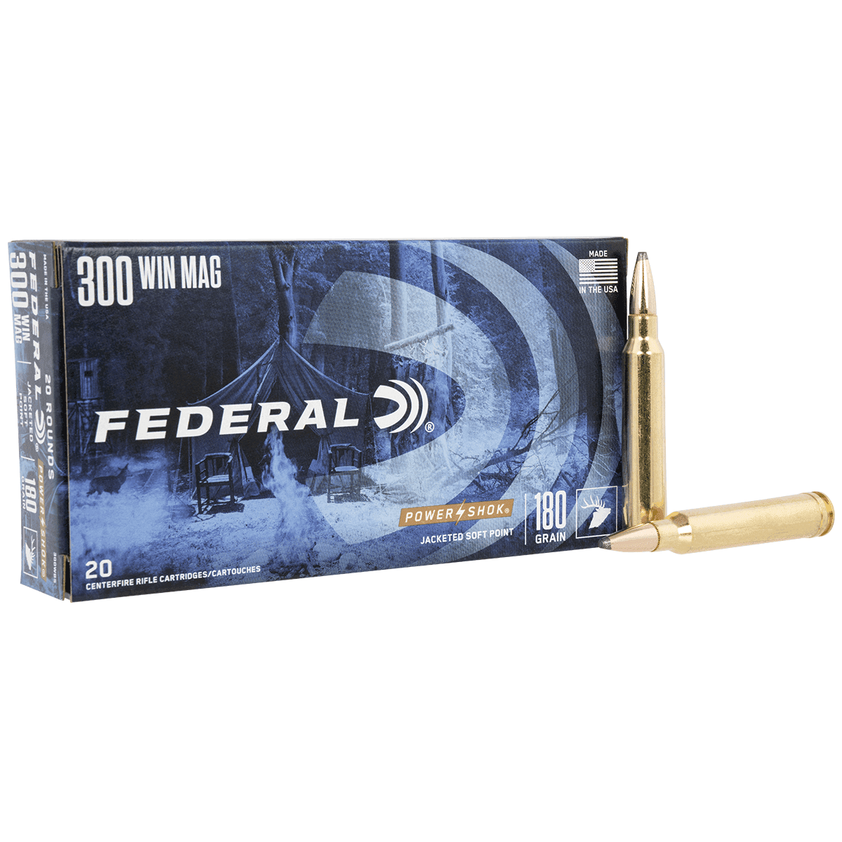 Federal 300WBS Power-Shok 300 Win Mag 180 gr Jacketed Soft Point 20 Per Box Federal 300WBS Power-Shok 300 Win Mag 180 gr Jacketed Soft Point 20 Per Box