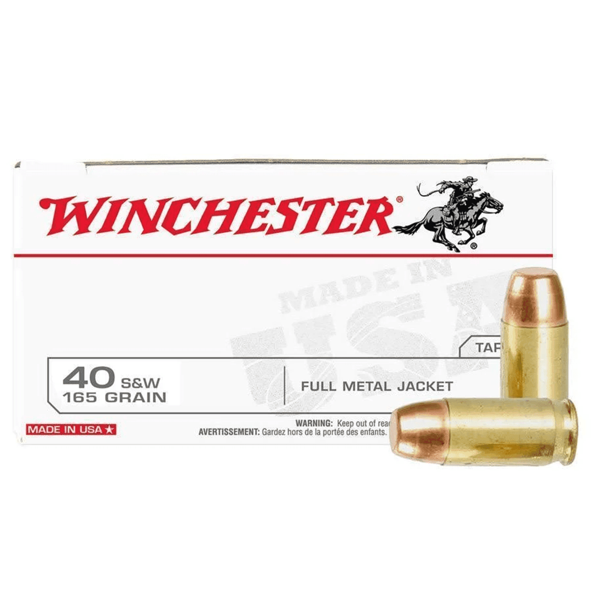 Winchester 40 S&W 165 gr Full Metal Jacket Flat Nose Handgun Ammo Winchester 40 S&W 165 gr Full Metal Jacket Flat Nose Handgun Ammo
