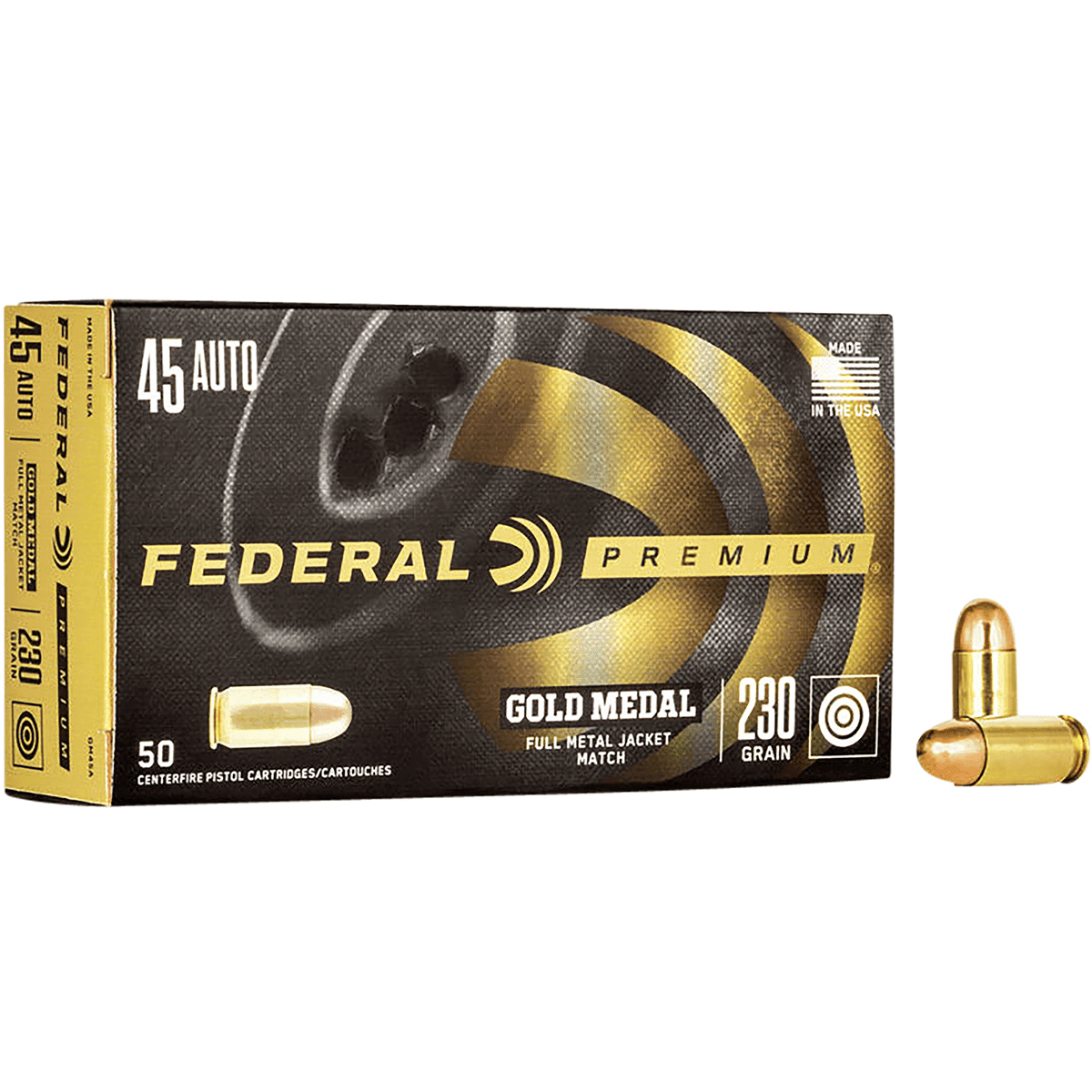 Federal GM45A Gold Medal 45 ACP 230 gr Full Metal Jacket (FMJ) Competition Handgun Ammo Federal GM45A Gold Medal 45 ACP 230 gr Full Metal Jacket (FMJ) Competition Handgun Ammo