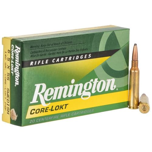 Remington Ammunition 29140 Core-Lokt 6.5x55 Swedish 140 gr Core-Lokt Pointed Soft Point (PSPCL) 20 Bx/ 10 Cs Remington Ammunition 29140 Core-Lokt 6.5x55 Swedish 140 gr Core-Lokt Pointed Soft Point (PSPCL) 20 Bx/ 10 Cs