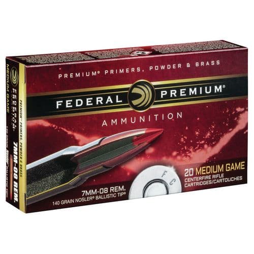 Federal P708B Premium 7mm-08 Rem 140 gr Nosler Ballistic Tip (NBT) 20 Bx/ 10 Cs Federal P708B Premium 7mm-08 Rem 140 gr Nosler Ballistic Tip (NBT) 20 Bx/ 10 Cs