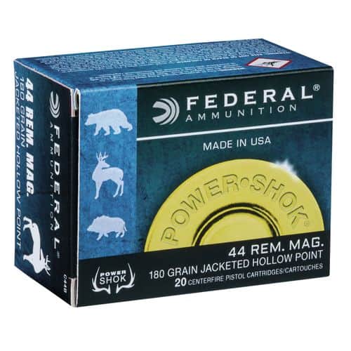Federal C44B Power-Shok 44 Rem Mag 180 gr Jacketed Hollow Point (JHP) 20 Bx/ 25 Cs Federal C44B Power-Shok 44 Rem Mag 180 gr Jacketed Hollow Point (JHP) 20 Bx/ 25 Cs