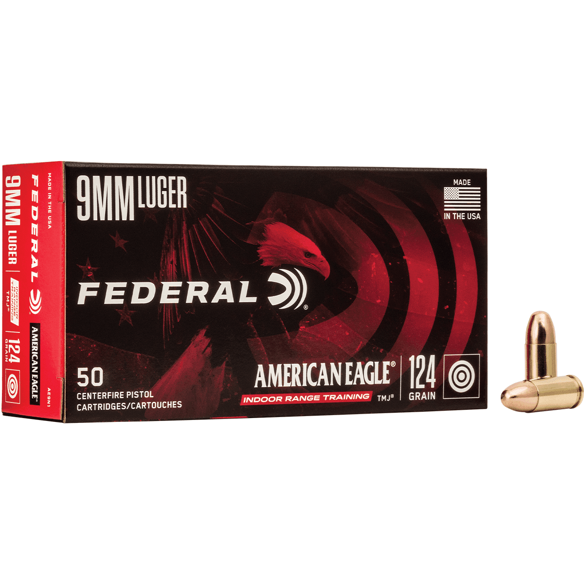 Federal AE9N1 American Eagle Indoor Range Training (IRT) 9mm Luger 124 gr Total Metal Jacket (TMJ) 50 Bx/ 20 Cs Federal AE9N1 American Eagle Indoor Range Training (IRT) 9mm Luger 124 gr Total Metal Jacket (TMJ) 50 Bx/ 20 Cs