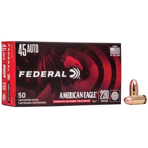 Federal AE45N1 American Eagle Indoor Range Training (IRT) 45 ACP 230 gr Total Metal Jacket (TMJ) 50 Bx/ 20 Cs Federal AE45N1 American Eagle Indoor Range Training (IRT) 45 ACP 230 gr Total Metal Jacket (TMJ) 50 Bx/ 20 Cs