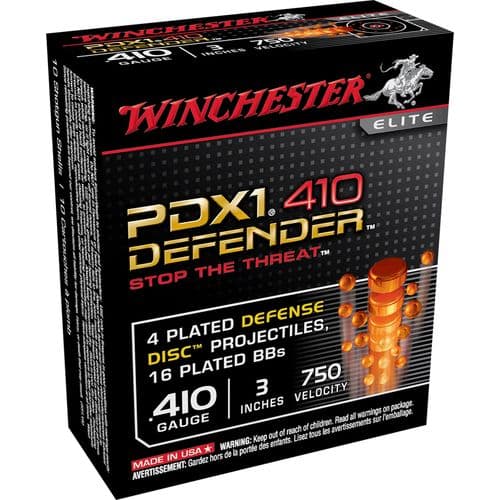 Winchester Ammo PDX1 Defender Combo 410 Gauge 3" 4 Defense Discs/16 BBs Shot - S413PDX1 Winchester Ammo PDX1 Defender Combo 410 Gauge 3" 4 Defense Discs/16 BBs Shot - S413PDX1