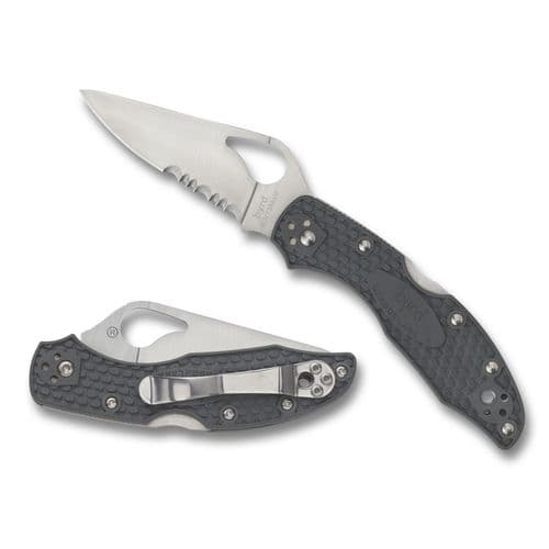 Spyderco BY04PSBK2 Byrd Meadowlark 2 Lightweight 2.87" Folding Drop Point Part Serrated 8Cr13MoV SS Blade FRN Black Handle Spyderco BY04PSBK2 Byrd Meadowlark 2 Lightweight 2.87" Folding Drop Point Part Serrated 8Cr13MoV SS Blade FRN Black Handle
