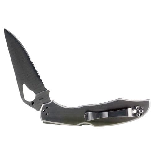 Spyderco BY03PS2 Byrd Cara Cara 2 3.75" Folding Drop Point Part Serrated 8Cr13MoV SS Blade Stainless Handle Spyderco BY03PS2 Byrd Cara Cara 2 3.75" Folding Drop Point Part Serrated 8Cr13MoV SS Blade Stainless Handle