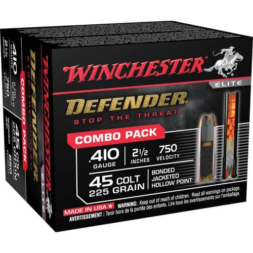 Winchester Ammo PDX1 Defender Combo 410 Gauge 2.50" 1/2 oz 3 Defense Discs 12 BBs Shot - S41045PD Winchester Ammo PDX1 Defender Combo 410 Gauge 2.50" 1/2 oz 3 Defense Discs 12 BBs Shot - S41045PD
