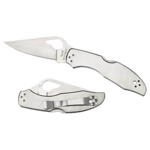 Spyderco BY04P2 Byrd Meadowlark 2 3" Folding Clip Point Plain 8Cr13MoV SS Blade/ Stainless Handle Spyderco BY04P2 Byrd Meadowlark 2 3" Folding Clip Point Plain 8Cr13MoV SS Blade/ Stainless Handle