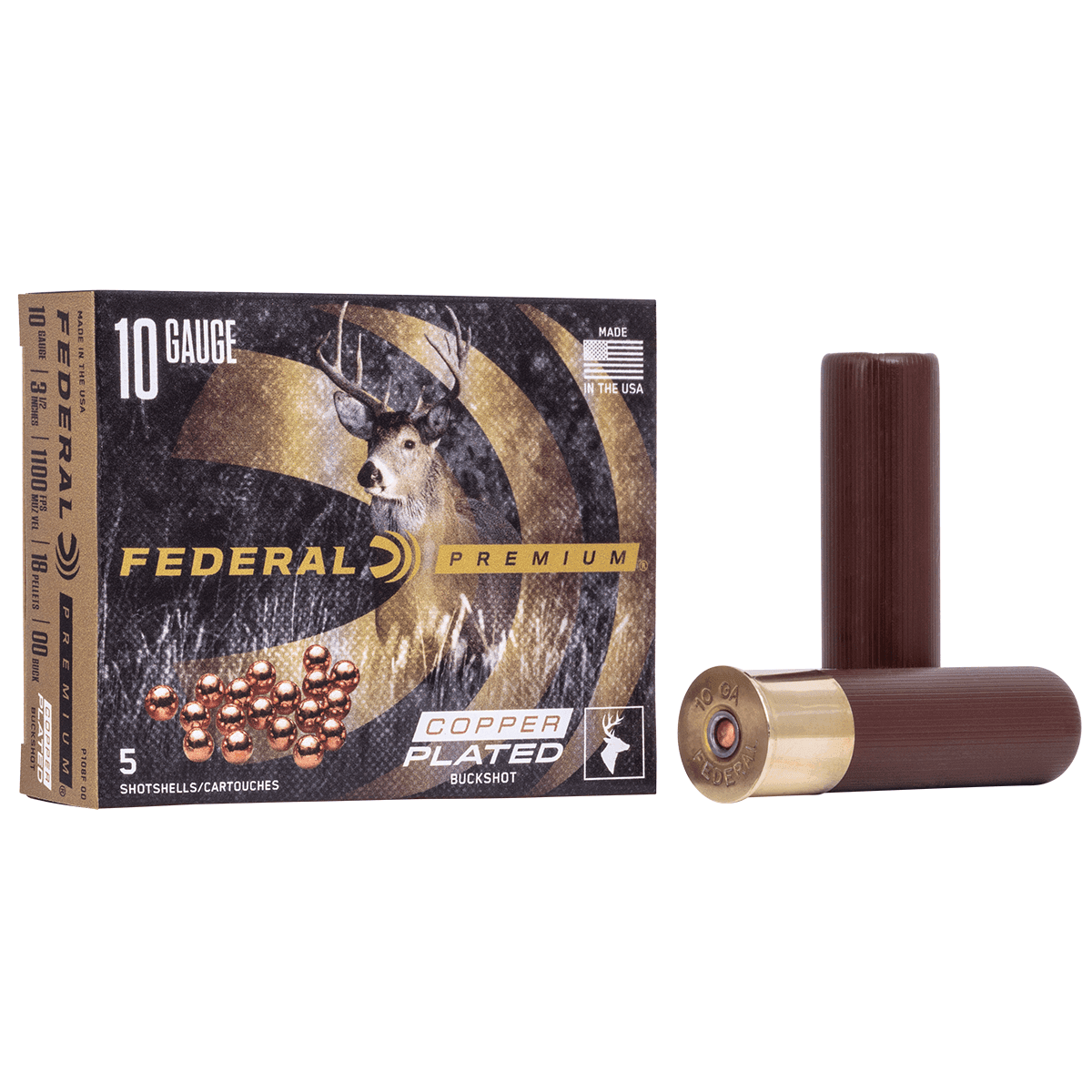 Federal P108F00 Premium Vital-Shok 10 Gauge 3.5" 18 Pellets 00 Buck Shot 5 Bx/ 50 Cs Federal P108F00 Premium Vital-Shok 10 Gauge 3.5" 18 Pellets 00 Buck Shot 5 Bx/ 50 Cs