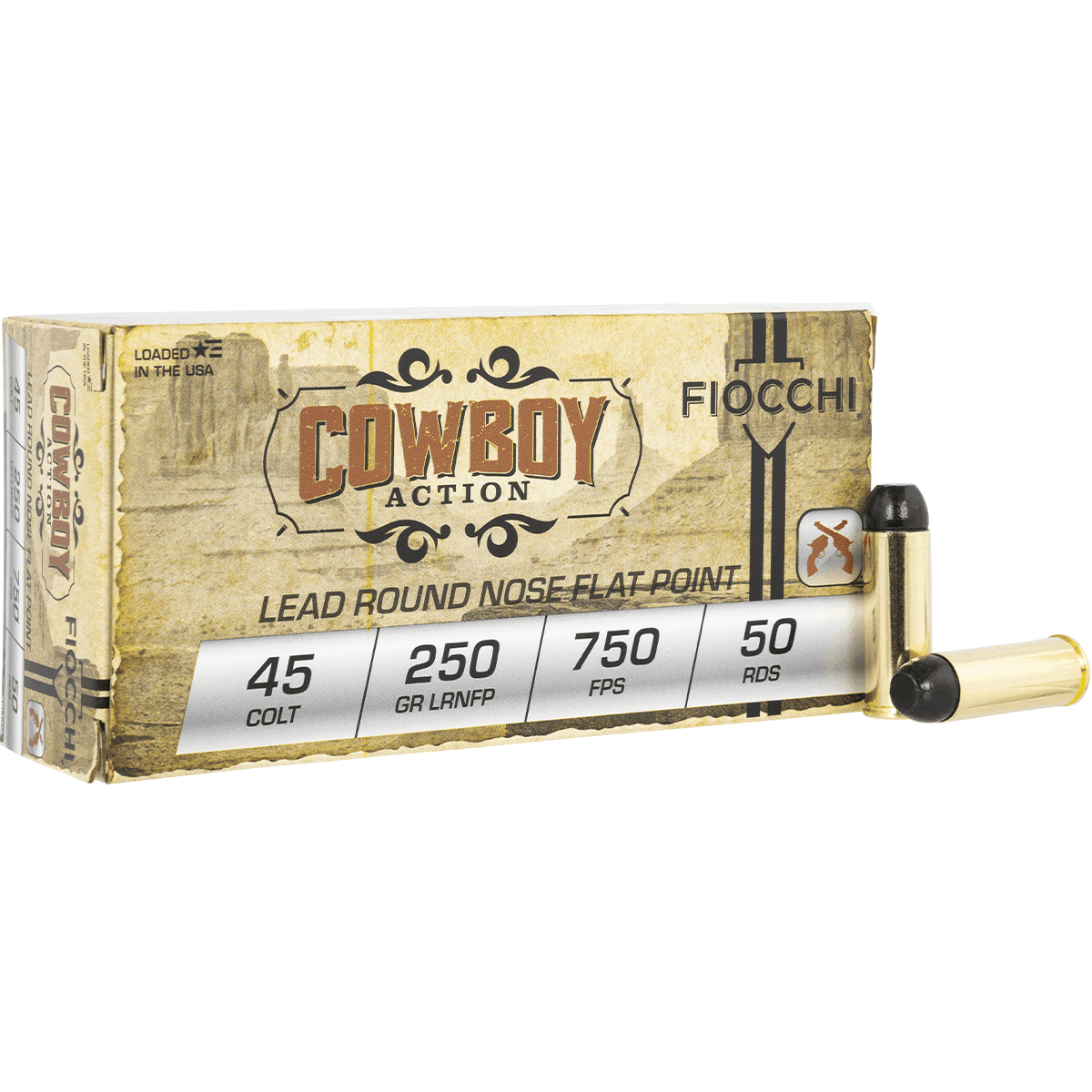 Fiocchi 45LCCA Cowboy Action 45 Colt 250 gr Lead Round Nose Flat Point 50 Per Box Fiocchi 45LCCA Cowboy Action 45 Colt 250 gr Lead Round Nose Flat Point 50 Per Box