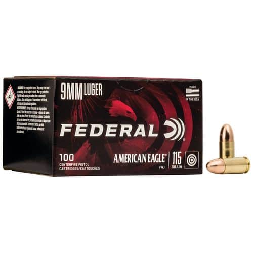 Federal AE9DP100 American Eagle 9mm Luger 115 gr Full Metal Jacket (FMJ) 100 Bx Federal AE9DP100 American Eagle 9mm Luger 115 gr Full Metal Jacket (FMJ) 100 Bx