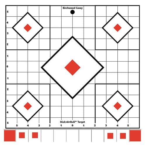 Birchwood Casey 33922 Stick-A-Bull Sight-In Self-Adhesive Paper 5-Diamond White/Red 5 Pack Birchwood Casey 33922 Stick-A-Bull Sight-In Self-Adhesive Paper 5-Diamond White/Red 5 Pack