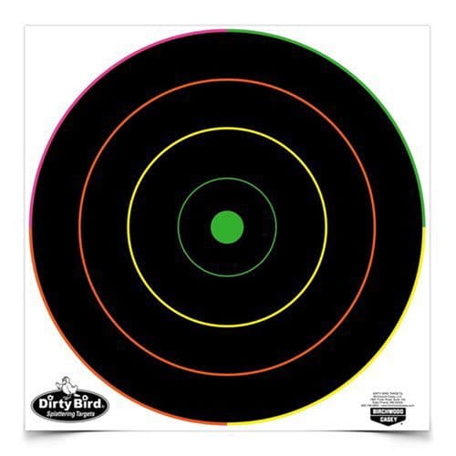 Birchwood Casey 35830 Dirty Bird Multi-Color Splattering Target Bullseye Hanging Tagboard Target 12" 10 Per Pack Birchwood Casey 35830 Dirty Bird Multi-Color Splattering Target Bullseye Hanging Tagboard Target 12" 10 Per Pack