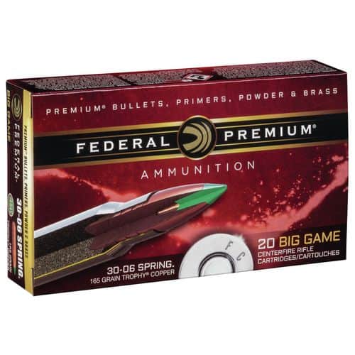 Federal P3006TC2 Premium 30-06 Springfield 165 gr Trophy Copper (TC) 20 Bx/ 10 Cs Federal P3006TC2 Premium 30-06 Springfield 165 gr Trophy Copper (TC) 20 Bx/ 10 Cs