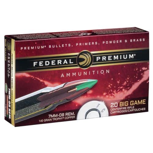 Federal P708TC2 Premium 7mm-08 Rem 140 gr Trophy Copper (TC) 20 Bx/ 10 Cs Federal P708TC2 Premium 7mm-08 Rem 140 gr Trophy Copper (TC) 20 Bx/ 10 Cs