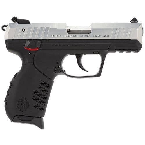 Ruger 3607 SR22 Standard 22 LR 3.50" 10+1 Black Silver Anodize Aluminum Slide Black Polymer Grip Ruger 3607 SR22 Standard 22 LR 3.50" 10+1 Black Silver Anodize Aluminum Slide Black Polymer Grip