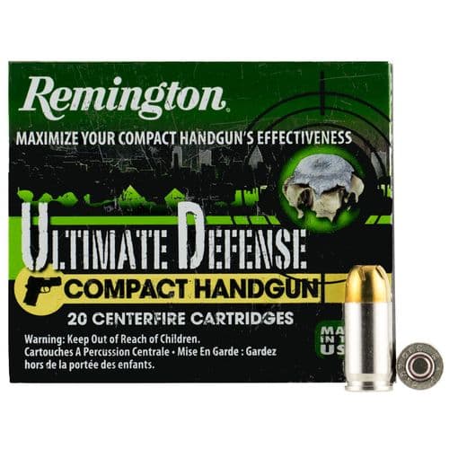 Remington Ammunition 28964 Ultimate Defense Compact Handgun 380 ACP 102 gr Brass Jacket Hollow Point 20 Per Box Remington Ammunition 28964 Ultimate Defense Compact Handgun 380 ACP 102 gr Brass Jacket Hollow Point 20 Per Box