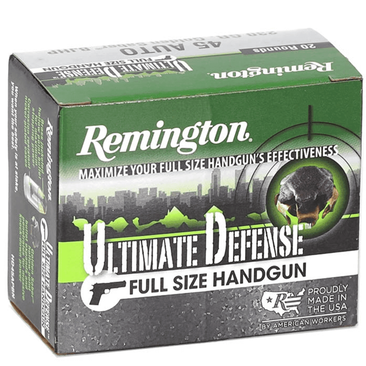 Remington Ultimate Defense Full Size Handgun 45 ACP 230 gr Brass Jacket Hollow Point (BJHP) Remington Ultimate Defense Full Size Handgun 45 ACP 230 gr Brass Jacket Hollow Point (BJHP)