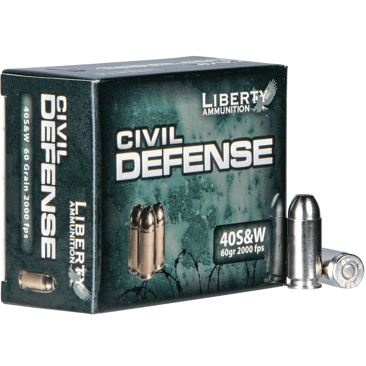 Liberty Ammunition Civil Defense 40 S&W 60 gr Lead-Free Fragmenting Hollow Point Handgun Ammo Liberty Ammunition Civil Defense 40 S&W 60 gr Lead-Free Fragmenting Hollow Point Handgun Ammo