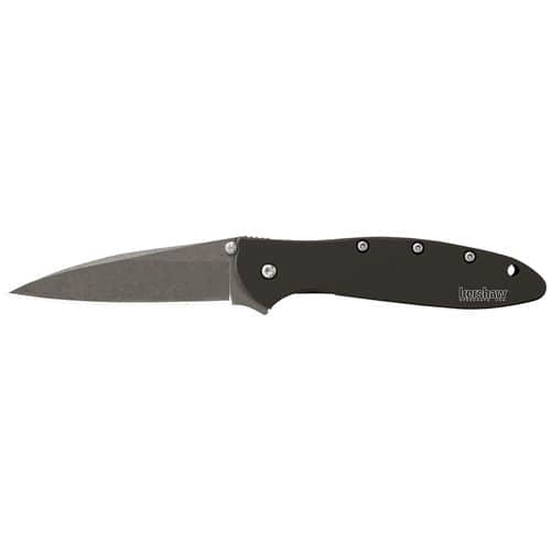 Kershaw 1660SWBLK Leek 3" Modified Drop Point Plain Stonewashed 14C28N Sandvik Black Anodized Aluminum Handle Folding Kershaw 1660SWBLK Leek 3" Modified Drop Point Plain Stonewashed 14C28N Sandvik Black Anodized Aluminum Handle Folding